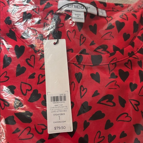 Chico’s Women’s Lover Girl Button Heart Tee - Picture 6 of 7